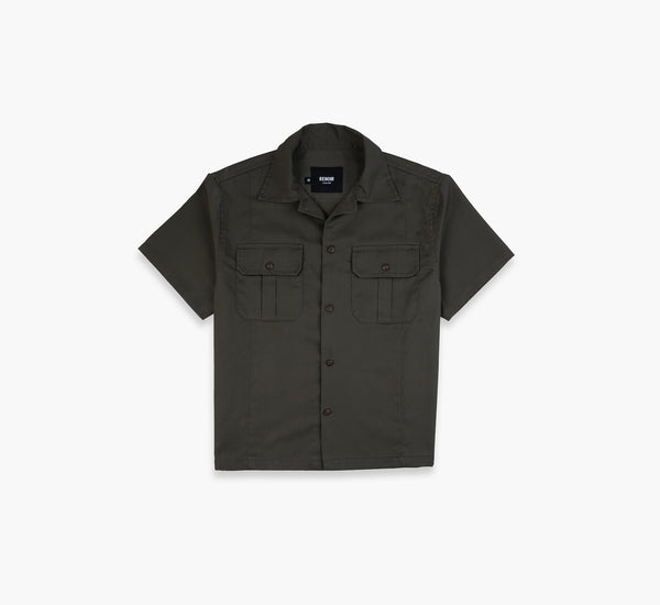 Boxy-Fit Short Sleeve Shirt - Dark Olive