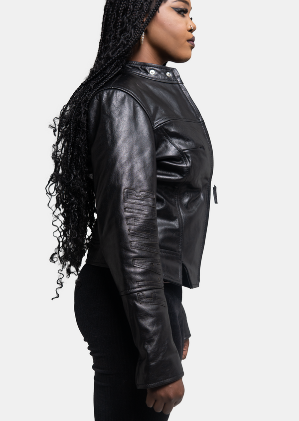 Black biker Leather Jacket - Women